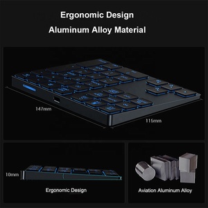<span class=keywords><strong>Bluetooth</strong></span> số <span class=keywords><strong>Pad</strong></span> 7 màu đèn nền nhôm có thể sạc lại không dây số bàn phím mỏng 34 phím nhập dữ liệu bên ngoài - Product Image 5