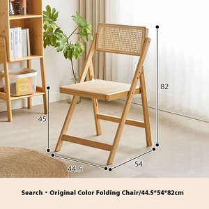 Silla de comedor plegable de ratán de estilo japonés moderno con respaldo de bambú, taburete de mesa de comedor de ocio para <span class=keywords><strong>restaurante</strong></span> doméstico - Product Image 6
