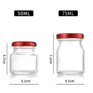Frascos de vidrio pequeños de 50ml y 75ml con tapas rojas, contenedores de almacenamiento de alimentos para mermelada, miel, especias, postres, fideos de Chocolate, alimentos enlatados - Product Image 1