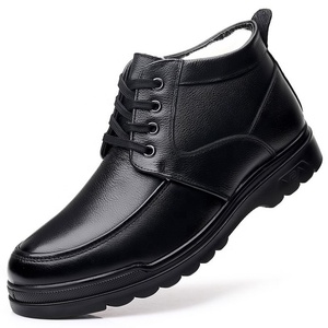 Men Winter Ankle Boots Genuine Leather Round Toe Warm Fleece Lining Rubber Outsole Casual Shoes - Product Image 5