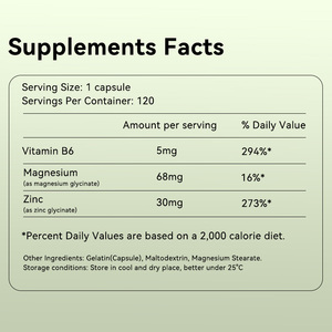 Supplément Santé Zinc Premium 500mg Glycinate de Magnésium Capsules Soutient la Relaxation du Cerveau et le Sommeil Profond - Product Image 2