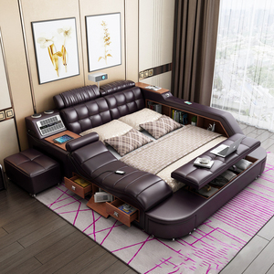 <span class=keywords><strong>Cama</strong></span> Inteligente Tatami de 1.5 y 1.8 Metros, Suave, Multifuncional, con Almacenamiento Inteligente, Tapicería de Cuero, Incluye Funciones de Masaje - Product Image 4