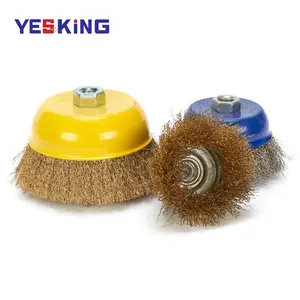 Sản Phẩm Mới Nhất Công Nghiệp Ba Lan Rust Removal Brass Dây Cup Brush Hiệu Suất Cao Đánh Bóng Thép Dây Cup Brush