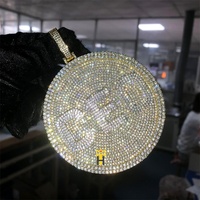 Hiphop pendentif personnalisé de grande taille, nom de mot, plaque ronde, breloques, lettre glacée, pendentif personnalisé