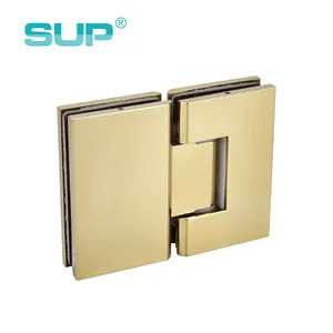 adjustable 180 degree glass to glass natural brass hinge for shower door
