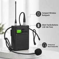 Système de microphone cravate sans fil UHF anti-interférence avec synchronisation IR automatique, touches silencieuses et étanches pour discours d'élite