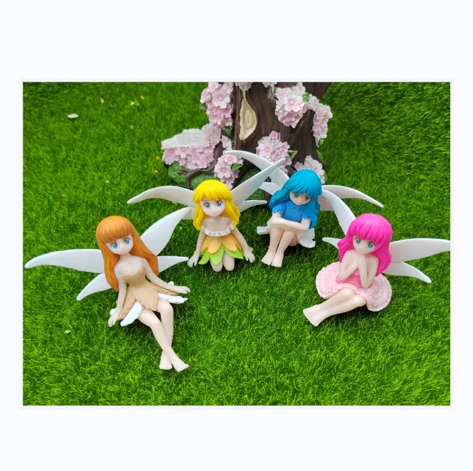 Fata dei Fiori Fata Pipixie Fly Wing Miniature Ragazza Figurine Fata Giardino Ornamento Casa delle Bambole Decorazione Giardino Modello per Bambino Giocattolo