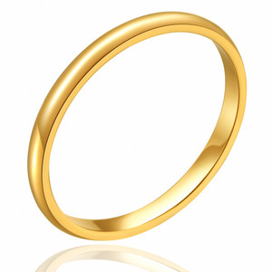 Fashion Rings Round <b>Tungsten</b> Steel Polished Gold Unisex Gift Jewelry - Product Image 1