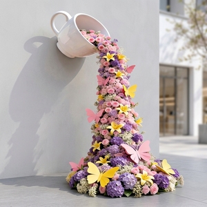 Sculpture de pot de fleurs géant personnalisé, décoration florale surdimensionnée pour jardin, parc, parc à thème - Product Image 1
