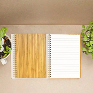 מחברת ספירלה מותאמת אישית עם כיסוי במבוק pvc כיסוי כריכה קשה כתב דפים מרופדים כתיבה יומן משטח עבור משרד בית הספר - Product Image 2