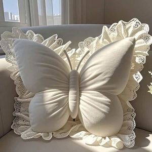 Coussin de soutien lombaire 50*40cm Nouveau modèle Papillon Princesse en dentelle pour bureau, chambre, canapé, lit, maison et voiture - Product Image 4