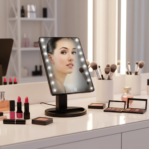 Espejo de Maquillaje con Pantalla Táctil y Rotación de 360 Grados, Plegable, Portátil, Compacto, de Bolsillo, con Luces LED - Product Image 1