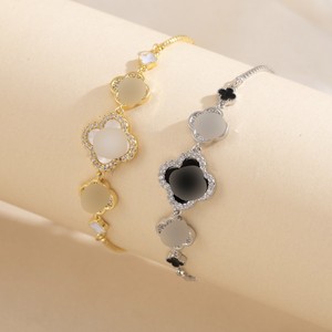Bracelet en zircon à motif floral géométrique, réglable, bijoux pour femmes, cadeau, or et argent - Product Image 4