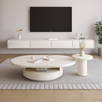 Table basse en pierre frittée en forme de nuage, style Wabi-Sabi crème, avec tiroirs, pour salon