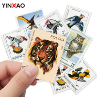 Pegatinas Adhesivas Personalizadas de Animales de Dibujos Animados, Pegatinas de Vinilo Resistentes al Agua y a los Desgarros, con Diseños de Búhos, Tigres, Dinosaurios y Aves