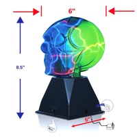 Lampe plasma personnalisée de haute qualité en forme de crâne, sensible au toucher et à commande vocale, pour cadeaux de fêtes