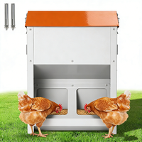 Mangeoire automatique pour poulets JH-Mech à double usage (sur le sol et murale), sans gaspillage, 20 lb, en acier galvanisé à gravité automatique