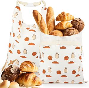 Lot de 2 sacs de conservation du pain en coton réutilisables, écologiques, pour garder la fraîcheur des produits de <span class=keywords><strong>boulangerie</strong></span> et du pain <span class=keywords><strong>fait</strong></span> <span class=keywords><strong>maison</strong></span> - Product Image 1