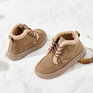 מגפי שלג חורפיים בהתאמה אישית עם פרווה לקרסול, בסגנון מערבי, סגירת גרביים, חמים לבנות - Product Image 3