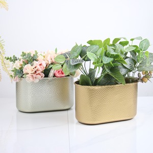 Artificial Phalaenopsis Orchid Plant In Gold Hammered <b>Square</b> Pot For Home Decor Wedding Display - Product Image 3