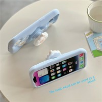 Étui de protection en silicone gel avec support intégré, motif mouton de dessin animé et finition mate pour iPhone 14/13/12/11 et 17/16/15 Pro Max