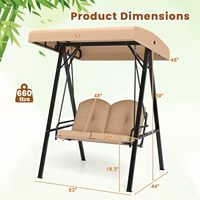 Balançoire de véranda pour 2 personnes, balançoire de patio avec structure en métal robuste et coussin moelleux, balançoire d'extérieur pour cour, jardin