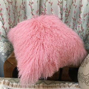 Taies d'oreiller en fourrure de mouton mongol longue et bouclée 50x50cm - Product Image 1