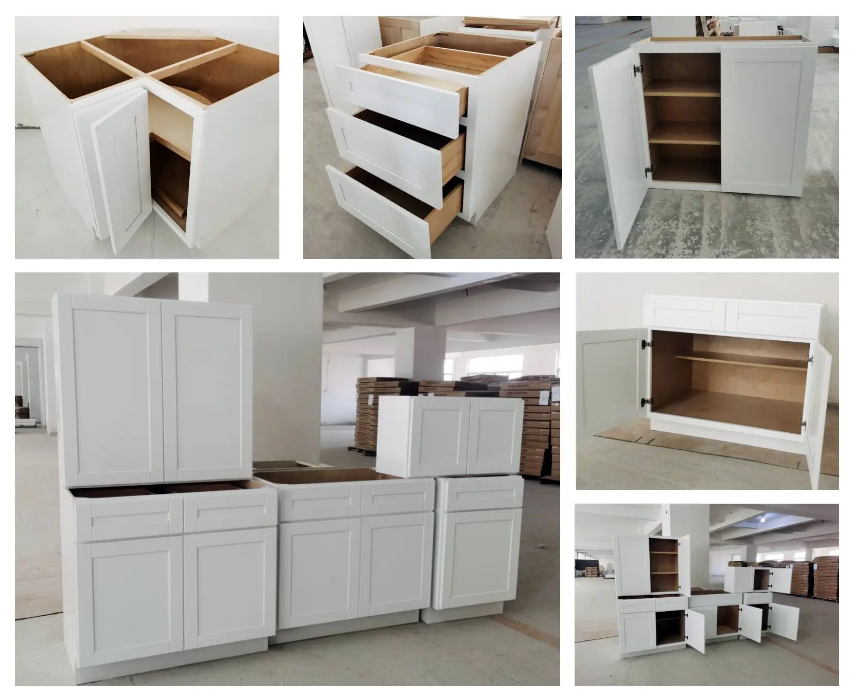 Factory Custom Make Solid Wood White Grey Blue Shaker Kitchen Cabinet for Wholesalers
