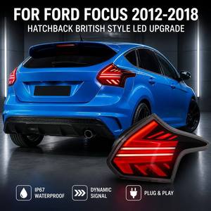ไฟท้าย LED แบบรมดำสำหรับรถยนต์ Ford <span class=keywords><strong>Focus</strong></span> ST RS <span class=keywords><strong>SE</strong></span> ปี 2012 <span class=keywords><strong>2015</strong></span> ถึง 2018 พร้อมไฟเบรก ไฟถอย และไฟวิ่งกลางวัน (คู่) - Product Image 1