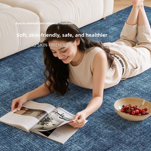 Tapis Bauhaus bleu, style moderne du milieu du siècle, inspiré du design Bauhaus, revêtement de sol imperméable, décoration pour salon et chambre à coucher - Product Image 3