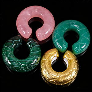 Nouveau design, argent 925, plaqué or 18 carats 2,5 microns, émail, jade, malachite, quartz rose, boucles d'oreilles pour femmes et hommes, bijoux fins - Product Image 1