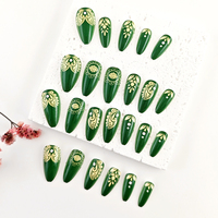 Tiebblove – Faux ongles à presser style henné, forme amande, 24 pièces/boîte, étanches, en acrylique de luxe, fournitures pour femmes