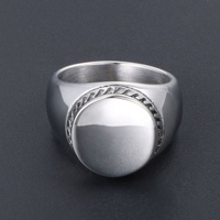 Bulk-Schmuck hochglanz polierter Edelstahl 316l einfaches Design benutzer definiertes Logo graviert runden leeren Siegelring für den Menschen