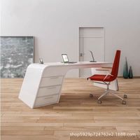Ensemble de bureau et chaise moderne en mélamine rouge, modulaire et personnalisable, table de travail pour manager, usage commercial