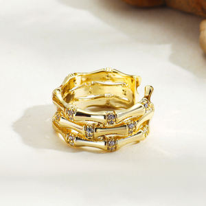 แหวนทองชุบ 18K ดีไซน์เรขาคณิต คลาสสิก ปรับขนาดได้ สำหรับผู้หญิง แฟชั่นทันสมัย วัสดุทองเหลือง รับรองคุณภาพ ขายดี - Product Image 3