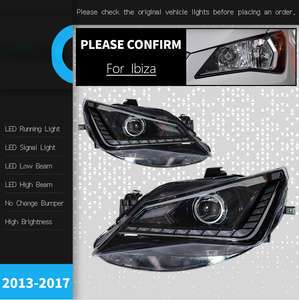 Conjunto <span class=keywords><strong>de</strong></span> Faros LED para <span class=keywords><strong>SEAT</strong></span> <span class=keywords><strong>Ibiza</strong></span> 2013-2017, Versión Alta, Lente LED, DRL, Faro Delantero <span class=keywords><strong>de</strong></span> Alta Luminosidad - Product Image 6