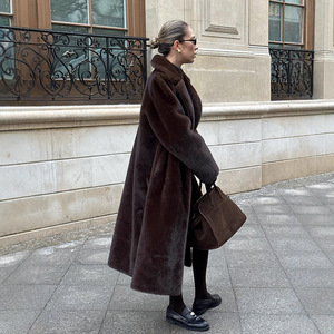 <span class=keywords><strong>Cappotto</strong></span> Lungo da <span class=keywords><strong>Donna</strong></span> Sottile con Cintura, Imbottito e Caldo, in Ecopelliccia, per Commercio Transfrontaliero - Product Image 1