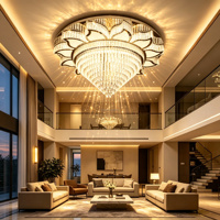 Plafonnier LED surdimensionné en cristal K9 150cm 1152W, contrôle APP 2.4G, 3 CCT, intensité variable, 110V/220V, doré, moderne, pour hôtels, villas et salles à manger