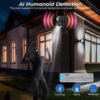 Cámara PTZ Solar Cosflow 4G con SIM, Doble Lente de 360 Grados, Control Remoto, IP66 Impermeable, Detección Humana PIR, Seguridad para Exteriores, con APP