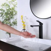 Keran Wastafel Kamar Mandi Modern Kuningan Hitam Satu Gagang Satu Lubang Langsung dari Pabrik Bersertifikasi NSF Keramik Pencampur Air Panas Dingin