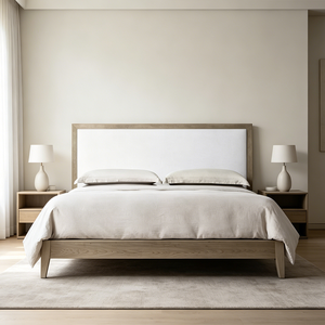 Lit Panneau Haut de Gamme Moderne Sans <span class=keywords><strong>Sommier</strong></span>, Revêtement en Tissu Cuir Gaufré Anti-Taches, Cadre Solide, Écologique, pour Hôtel et Maison - Product Image 6