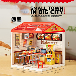 บ้านจิ๋วพลาสติก DIY ของเล่นตัวต่อ 3 มิติ ร้านชานมและร้านทอมมี่ ของเล่นจำลองบ้านพร้อมไฟ - Product Image 5