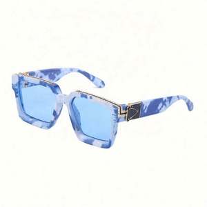 Gafas de Sol de Piloto de Lujo de Diseño Nuevo 2022, con Incrustaciones de Diamantes, Lentes Cuadradas Grandes con Degradado, Unisex, con Cadena - Product Image 2