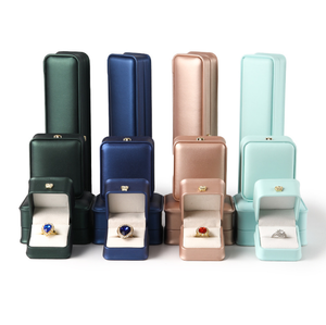 Custom Logo Luxury White PU Leather Square Jewelry <b>Box</b> Velvet Lining Buckle Closure Decoration Corner <b>Ring</b> Necklace Pendant - Product Image 5