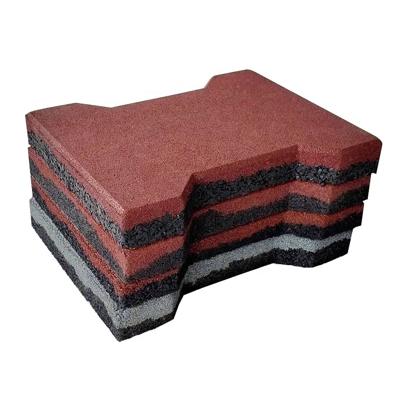 Recycled colorful dog bone rubber pave 500x500x25mm