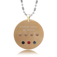 Pendentif énergétique quantique en acier inoxydable plaqué or, avec 7 pierres énergétiques, design géométrique - Cadeau tendance pour la santé