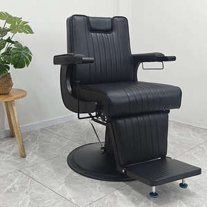 Fauteuil de barbier inclinable pour hommes, mobilier de salon avec fonction de massage, en cuir, pour salon de coiffure et atelier - Product Image 1