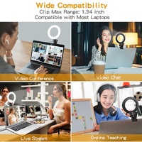 Lampu Cincin Mini LED untuk Konferensi Video Langsung, Lampu Selfie untuk Laptop, Komputer, dan Desktop dengan Klip
