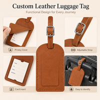 Étiquette de bagage promotionnelle en cuir PU avec logo personnalisé, étiquette de valise de voyage personnalisée avec cache de confidentialité pour cadeaux événementiels