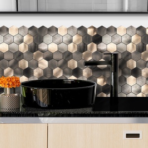 Nhôm vỏ và dính backsplash cho trang trí nhà bếp tự dính gạch hình lục giác Gạch <span class=keywords><strong>Mosaic</strong></span> - Product Image 4